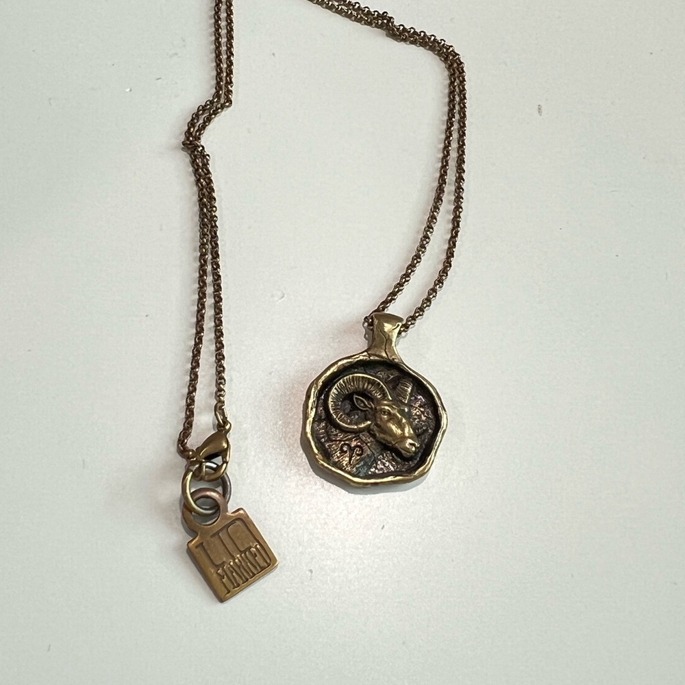 UN Marked Aries Gold Zodiac Pendant Necklace